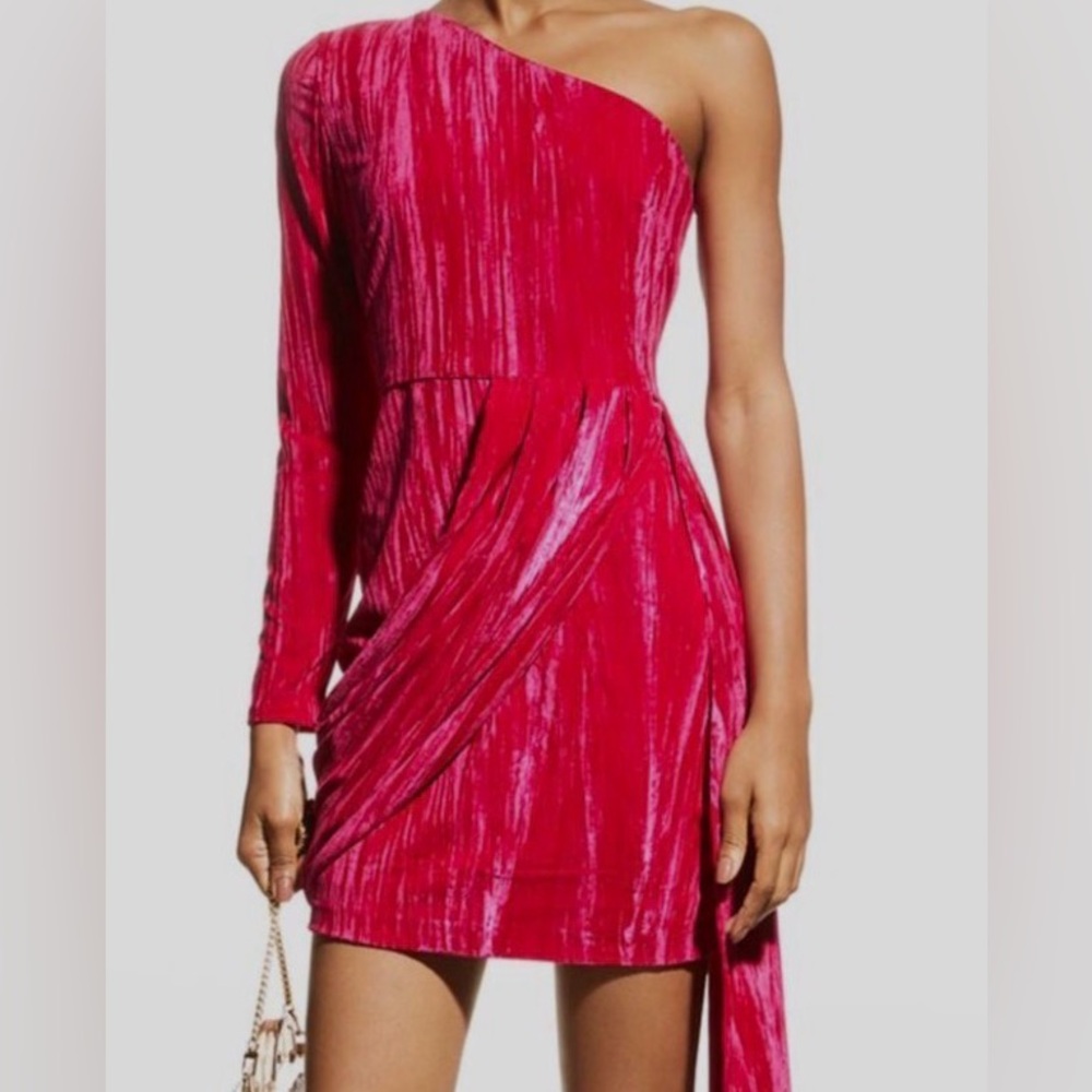 One33 Social one shoulder velvet mini dress